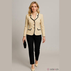 Women's Oleg Cassini NWT Beige & Black Blazer Size 8